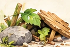 Ein Versteck aus Steinen, Holz und Blättern